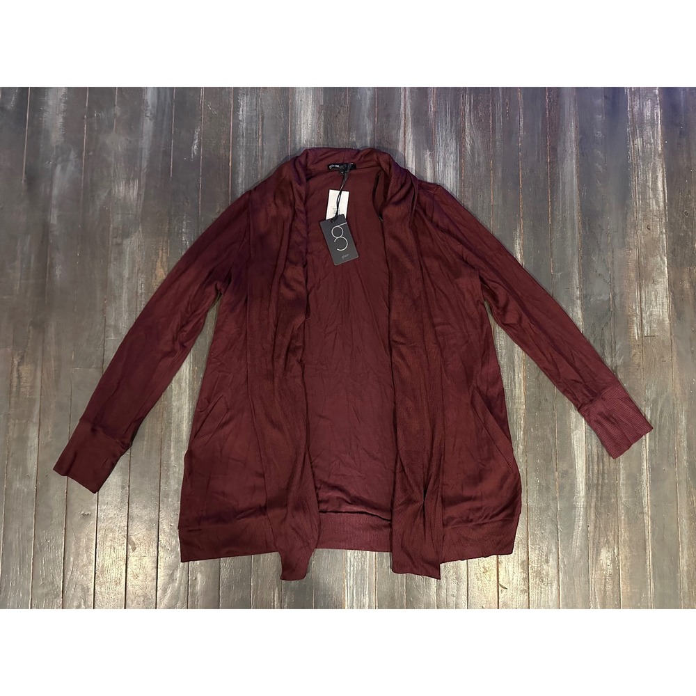 Givan Womens Open Front Cardigan Sweater Burgundy Maroon Draped Shawl Collar
